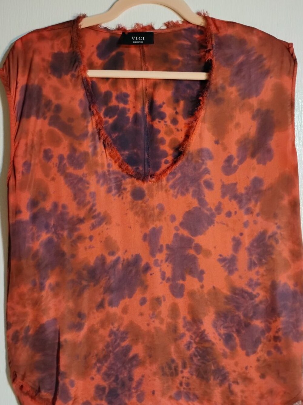 VICI Orange & Purple Tie-Dye Sleeveless Top